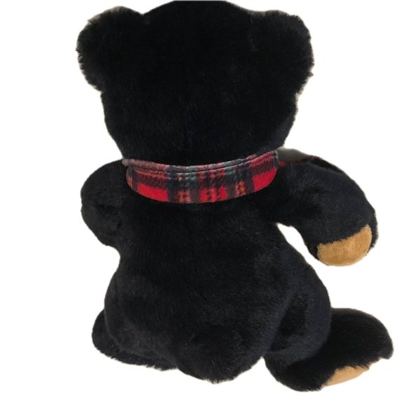 Ty Classic Plush Collection "Woodside" Black Bear Plaid Scarf 9.5"  2007 RETIRED - Picture 10 of 11